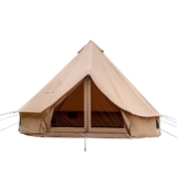 WaldZimmer Tenda a campana in tela da 4 m, color cachi, con cric per stufa e pavimento rimovibile con cerniera, tenda di lusso per esterni, yurta, in cotone, per famiglie, camion, auto, campeggio,