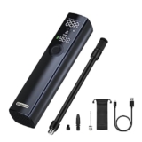 Woowind BP188 Pompa Per Bicicletta Elettrica, Mini Compressore Aria Portatile Ricaricabile in Metallo da 120~150PSl con Display Diqitale per Gonfiaggio Rapido di Bici, Moto, Calcio (120PSI-Nero)