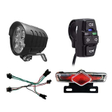 XBERSTAR 3 in 1 Accessori di conversione agli ioni di litio per bicicletta ebike ebike Kit luce faro posteriore corno DK336 Set di luci per bici elettriche Display LCD (set di luci)