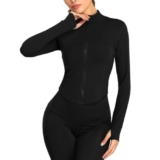 XDSP Felpe Donna e Zip Leggero Giacca da Corsa Traspirante Sportiva Giacca Palestra Maniche Lunghe Giacca da Yoga Morbido con Cerniera con Fori per i Pollici Fitness Jogging Escursionismo Running