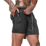 XDSP Pantaloncini Sportivi da Uomo, 2 in 1 Sport e Allenamento Fitness Shorts Jogging, Pantaloncini Asciugatura Veloce(Nero,M)