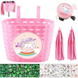 XIEXIESHER Cestino Bici Bambino Unicorno, Cestino Bici Bambina, Campanello Bici Bambino, Accessori Bici, Cestino Bici Anteriore per Bicicletta, Bilanciamento, Triciclo e Scooter