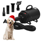 XKISS Soffiatore per Cani 3200W/4.5 PS, Asciugatore per Cani,Continua con velocità e Temperatura Regolabile Asciugacapelli per Animali Domestici, con 4 Ugelli Diversi (nero)
