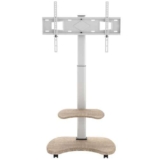 XTRARM Stellar Supporto TV da pavimento con Ripiano in Legno, Carrello TV con Ruote Regolabile in Altezza, Piedistallo TV per 32-70 Pollici, Portata 45 kg, Stand TV da Terra Universale, VESA 600x400mm
