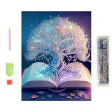 XUEHOU Diamond Painting Alber Kit 5D Pittura Diamante Albero Libro di Tela Diamond Painting Kit Completo DIY Bambini Strass Artistico Mestieri Ricamo Bianco per Pareti Decorazione 40x30cm