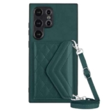 XYLTRADE – Custodia per Samsung Galaxy S24ultra/S24plus/S24, in pelle, con tracolla, protezione RFID, per carte di credito, per donne e ragazze (verde verde, S24)