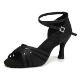 YCALCP Scarpe da Ballo Latino Americano Donna in Raso Standard Professionali Salsa Bachata Scarpe da Ballo da Sala L3049-Nero-7.5cm,EU 40