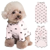 Yaopelky Abbigliamento per cani di piccola taglia e gatto, estate e autunno, con stampa a cuore, camicia elasticizzata con volant a maniche lunghe, per chihuahua, schnauzer, shih tzu, yorkie (rosa, M)