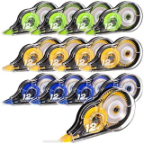 Yoosso 12 Pezzi Bianchetto a Nastro, 12m x 5 mm Correttore a Nastro Scolorina Nastro Correction Tape per Bambini Studenti Ufficio Cancelleria Scuola Casa (Giallo + Blu + Verde)