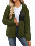 Yuson Girl Felpa Donna con Cappuccio Cappotto in Pile Invernale Zip Teddy Giacca Leggero Hoodie Manica Lunga Felpa Pelosa Calda Sweatshirt Cardigan Casual Outwear con Tasche(Verde Militare, L)