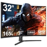 Z-Edge Monitor Gaming Curvo 32” 2K QHD(2560×1440), 1ms MPRT, 165Hz, Schermo PC 16:9, AMD FreeSync, Inclinazione Regolabile, 1500R VA, 2×DP1.4 &2×HDMI2.0, 3000:1, RGB, VESA 75*75mm(Cavo HDMI Incluso)
