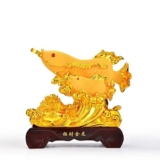 ZEELYDE Figurine, Statue/Ornamenti Feng Shui, Decorazione Ornamento Arowana Dorato Fortunato Simboleggia Ricchezza Hotel Apertura Regalo Trasferimento Decorazione Ufficio da Inviare Amico Arredament