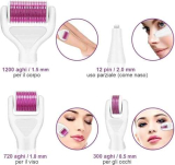 ZITFRI 6 in 1 Derma Roller Kit 12/300/ 720/1200 Aghi in Titanio di Grado Medico Roller Viso Cura della Pelle Professionale Set di Strumenti di Bellezza Antietà e Smagliature