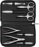 ZWILLING Set manicure, 8 pezzi, cura completa delle unghie, pedicure, custodia in vera pelle con cerniera, premium, Nero