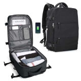 Zaino da viaggio grande da donna da escursionismo sportivo da esterno impermeabile da scuola casual laptop da 14 pollici con porta di ricarica USB scomparto per scarpe Nero