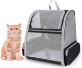 Zaino per Cani e Gatti, Zaino per Animali Domestici, Rete Completamente Ventilata, Approvato Dalle Compagnie Aeree, Perfetto per le Escursioni All’Aria Aperta, Capacità di Peso Massima 17 Libbre(Nero)