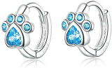 Zampa Di Zirconia Cubica Blu Carino Gatto Stampa S925 Argento Sterling Piccolo Cerchio Per Donne Adolescenti Ragazze Cartilagine Orecchio Animale Domestico Carino Carino Gioielli Regali Compleanno