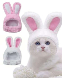 Zeayebsr 2 Pezzi Cappello da Gatto, Adorabile Cappello da Animale Domestico, Costume da Gatto con Orecchie da Coniglio, Costume da Festa di Natale Cosplay Pasqua Halloween, per coniglio