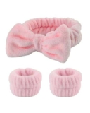 Zeayebsr 3PCS Fascia per Capelli per Il Lavaggio del Viso, Fascia Assorbente con Fiocco, in Morbido Pile di Corallo per la Cura della Pelle del Viso, Fascia Elastica per Capelli per la Doccia