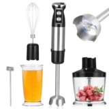 Zhufas Frullatore a Immersione Acciaio Inox 5 In 1 Multifunzione Mixer Immersione 1000 W Frullatore ad Immersione a 12 Velocità Regolabili, Turbo Per La Preparazione Di Alimenti Per Bambini, Insalate