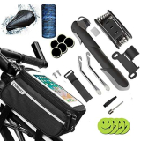 Zone Kit Riparazione Pneumatici Bici,Borsa del Telaio Bici Impermeabile,Mini Pompa Bicicletta,16 in 1 attrezzo Multifunzione,Riparare Le forature di Pneumatici,Accessori per Bici