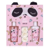 accentra set regalo DOLCI SOGNI – set di bellezza con maschera per dormire panda, doccia curativa, lozione per il corpo e coriandoli da bagno