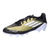 adidas F50 Club Messi Football Boots Flexible Ground, Scarpe da Calcio Unisex-Adulto, Gold/Footwear White/Carbon Black, 45 1/3 EU
