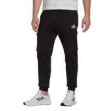 adidas Uomo Essentials Fleece Regular Tapered Cargo Pants, Black/White, M