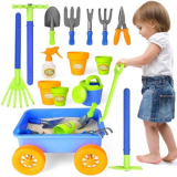 deAO Set Giardinaggio Bambini,Carriola Bambini,Carriola da Giardino,Include 10 Accessori e 4 Vasi per Piante,Regalo per Bambini,Giochi da Giardino per Bambini 2 3 4 5 Anni