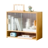 guiling-1986 Libreria Portaoggetti da scrivania in bambù, con libreria con Ante scorrevoli in Vetro, scaffale Multifunzione for Articoli di cancelleria for scrivania da Ufficio Scaffale Libri
