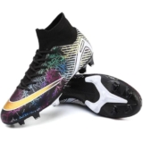 situkeke Scarpe da Calcio Uomo All’aperto High Top Scarpe da Calcetto Tacchetti Sportivo Professionali Competizioni Scarpe da Allenamento Bianco 43 EU