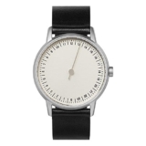 slow round 01 – Black Leather, Silver Case, Silver Dial