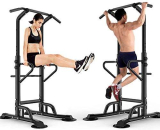 sogesfurniture, Power Tower Palestra Stazione Fitness Multifunzione per Trazioni Fitness e Addominali, Dip Stazione,con Impugnature Ergonomiche e Altezza Regolabile 190-230cm, BH-PSBB002, Nero