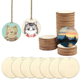 wocpvm 100 Pezzi Legno Fette Dischi Legno Per Decorazioni, Decorazioni Natalizie Legno, Usato Per ​il Natale Lavoretti Regali E Decorazioni Fai Da Te (4 CM Con Foro Tondo)