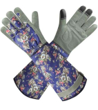 wordmouk Guanti da Giardinaggio per Uomo e Donna Guanti da Lavoro da Giardino in Pelle Maniche Lunghe Protezione Dell’avambraccio a Prova di Spine Resistenti per Cortile Fattoria Potatura 1 paia/M