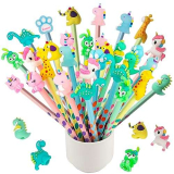 yuechen 30 Matite Gadget Compleanno Bambini,Divertente Animale Topper per Matite,Matite Bambini Regalo Festa,Regalini Fine Festa Compleanno,Pensierini Compleanno Bambini (Matita Triangolare)